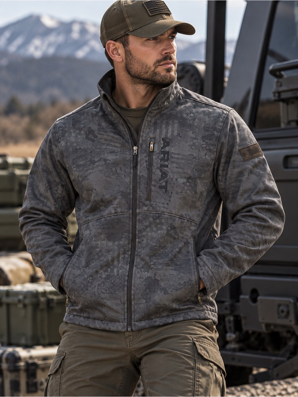 Ariat Men’s Gray Camo Full-Zip Jacket